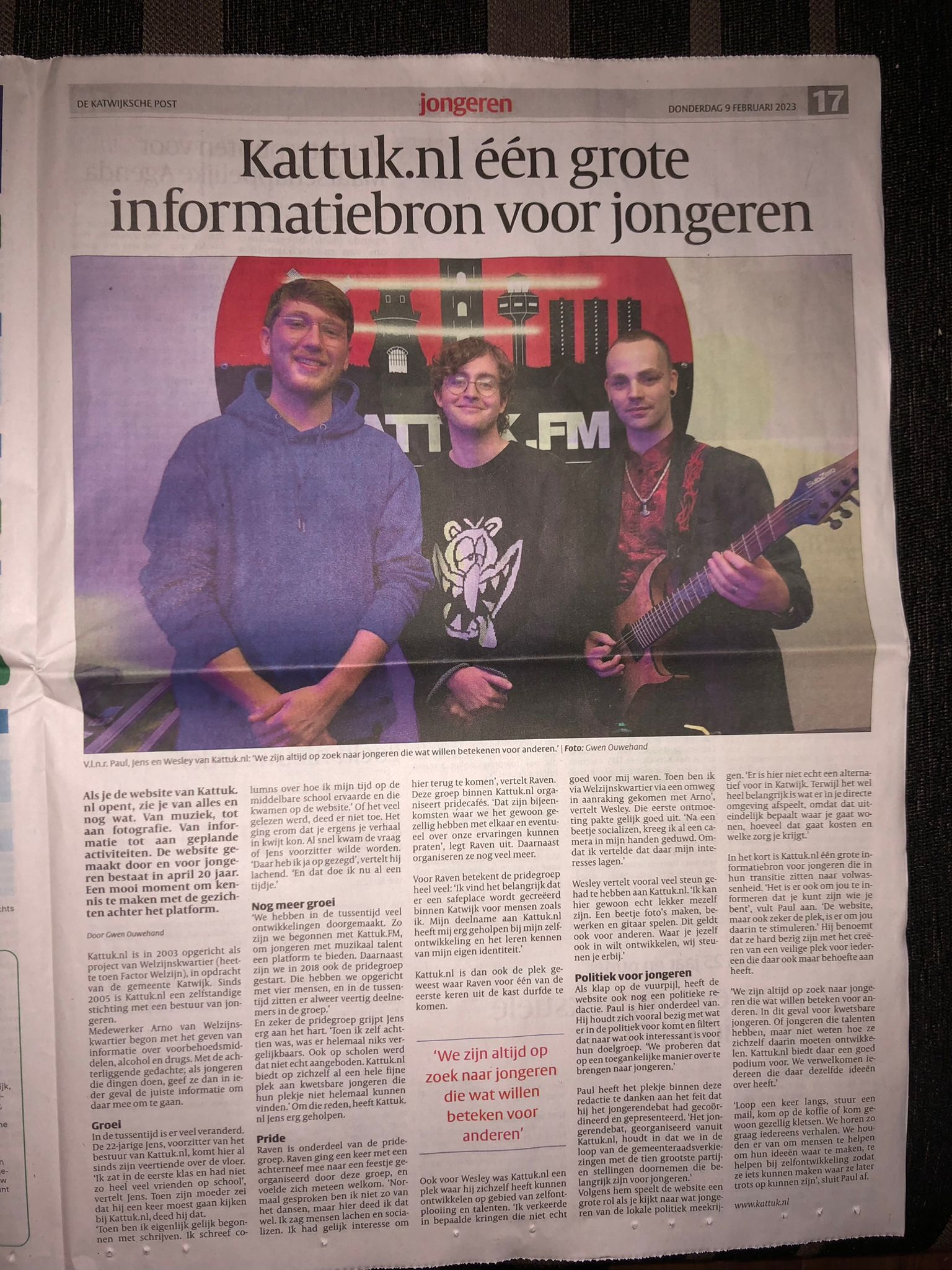 Interview jongeren Kattuk.nl in Katwijksche Post